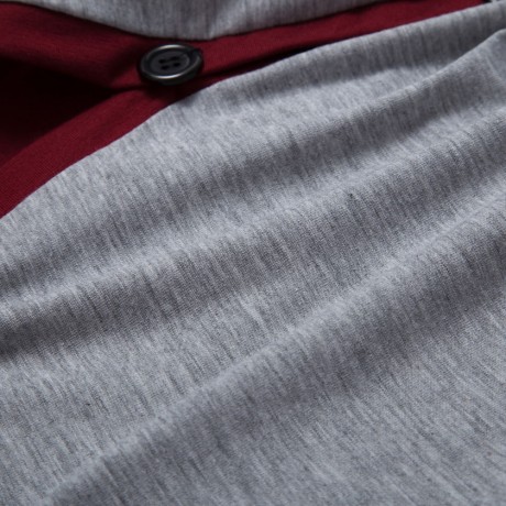 CASUAL PATCHWORK V NECK MALE LONG SLEEVE SHIRT