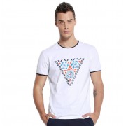 CASUAL PATTERN PRINTED ROUND NECK MEN SHORT SLEEVE SHIRT