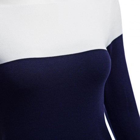BRIEF ROUND COLLAR COLOR BLOCK KNITTED PULLOVER FOR WOMEN