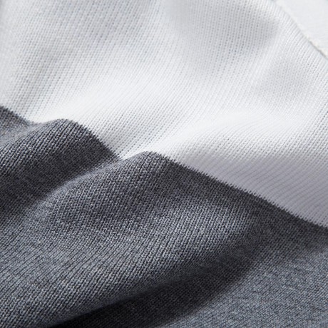 BRIEF ROUND COLLAR COLOR BLOCK KNITTED PULLOVER FOR WOMEN