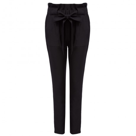 HIGH WAIST BOWTIE DESIGN SLIM PURE COLOR HAREM PANTS WITH BELT