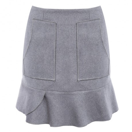TRENDY HIGH WAIST POCKET FLOUNCE DESIGN PURE COLOR BODYCON MINI SKIRT