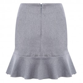 TRENDY HIGH WAIST POCKET FLOUNCE DESIGN PURE COLOR BODYCON MINI SKIRT