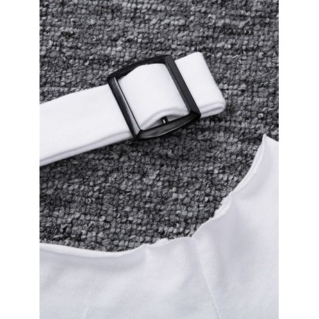 CASUAL OFF THE SHOULDER SHORT SLEEVE HOLLOW OUT SLIM T-SHIRT FOR WOMEN