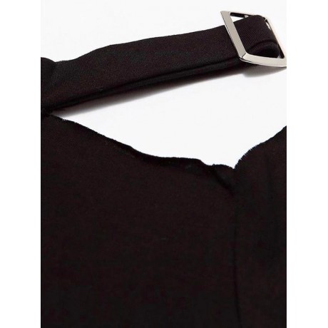 CASUAL OFF THE SHOULDER SHORT SLEEVE HOLLOW OUT SLIM T-SHIRT FOR WOMEN