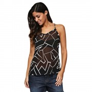 SEXY SPAGHETTI STRAP ALLOVER PRINT SLIT TANK TOP FOR WOMEN