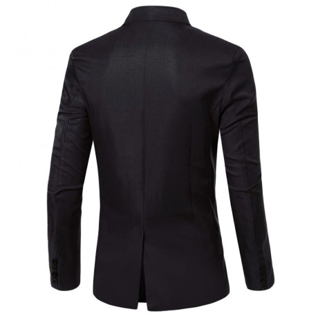 SIMPLE DESIGN SOLID COLOR POCKET DECORATION DOUBLE-BREASTED MALE SUIT JACKET