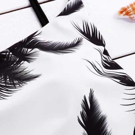 SPAGHETTI STRAP COCONUT TREE PRINT TROPICAL BACKLESS SWIMWEAR