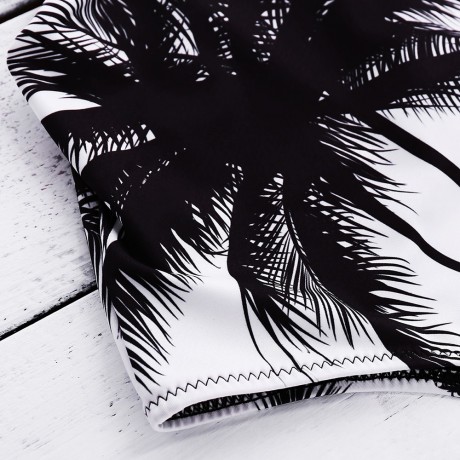 SPAGHETTI STRAP COCONUT TREE PRINT TROPICAL BACKLESS SWIMWEAR