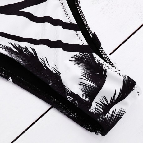 SPAGHETTI STRAP COCONUT TREE PRINT TROPICAL BACKLESS SWIMWEAR