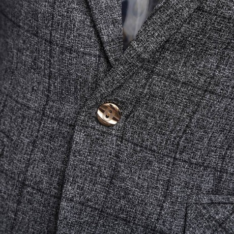 STYLISH GRID DESIGN FLORAL PRINT INSIDE TURN DOWN COLLAR MALE SLIM FIT SUIT