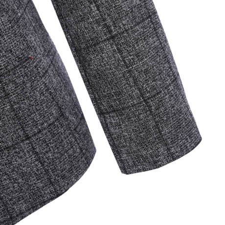STYLISH GRID DESIGN FLORAL PRINT INSIDE TURN DOWN COLLAR MALE SLIM FIT SUIT