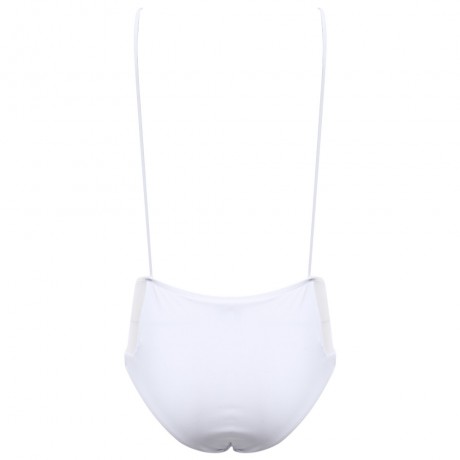 SEXY ROUND COLLAR BACKLESS GAUZE PATCHWORK HIGH WAIST PURE COLOR SWIMWEAR FOR WOMEN