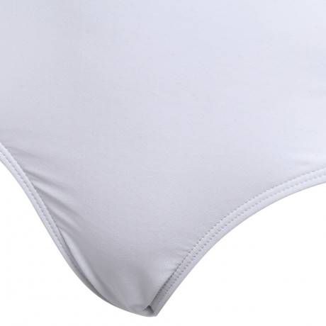 SEXY ROUND COLLAR BACKLESS GAUZE PATCHWORK HIGH WAIST PURE COLOR SWIMWEAR FOR WOMEN