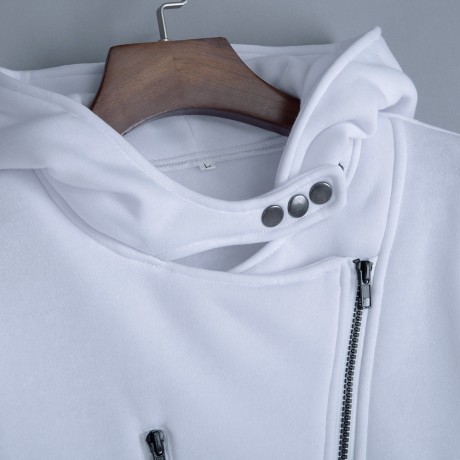 CASUAL TURN-DOWN COLLAR ZIPPER BUTTON DESIGN HOODIE FOR WOMEN