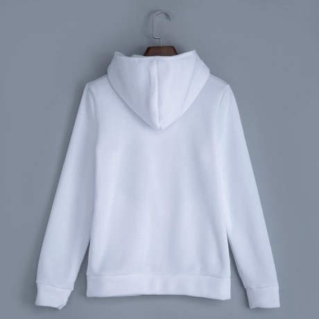 CASUAL TURN-DOWN COLLAR ZIPPER BUTTON DESIGN HOODIE FOR WOMEN