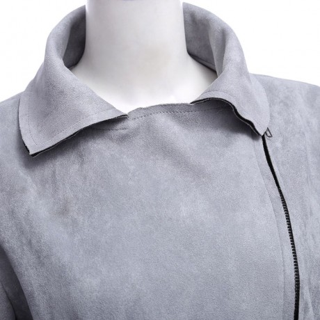 TRENDY LONG SLEEVE ZIPPER TYPE PURE COLOR WOMEN JACKET