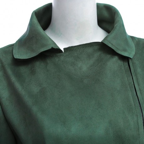 TRENDY LONG SLEEVE ZIPPER TYPE PURE COLOR WOMEN JACKET