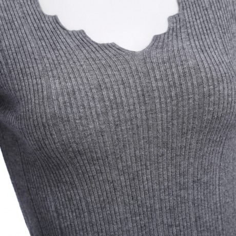 STYLISH LONG SLEEVE PURE COLOR WOMEN WOOLEN SWEATER