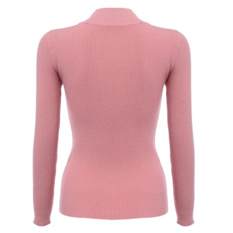 STYLISH LONG SLEEVE PURE COLOR WOMEN WOOLEN SWEATER