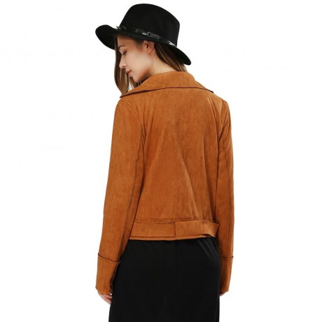TRENDY LONG SLEEVE ZIPPER TYPE PURE COLOR WOMEN JACKET