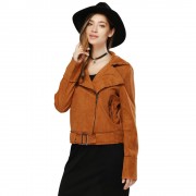TRENDY LONG SLEEVE ZIPPER TYPE PURE COLOR WOMEN JACKET