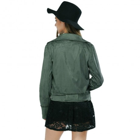 TRENDY LONG SLEEVE ZIPPER TYPE PURE COLOR WOMEN JACKET