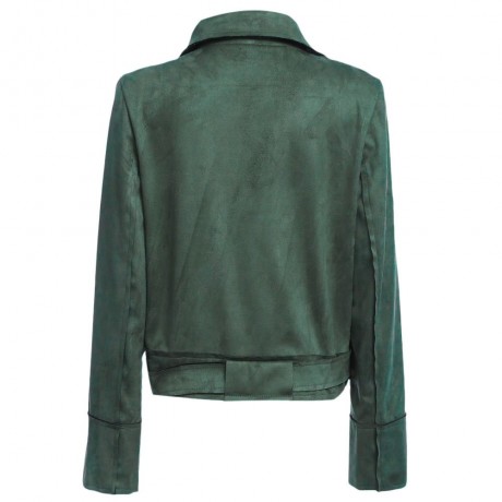 TRENDY LONG SLEEVE ZIPPER TYPE PURE COLOR WOMEN JACKET
