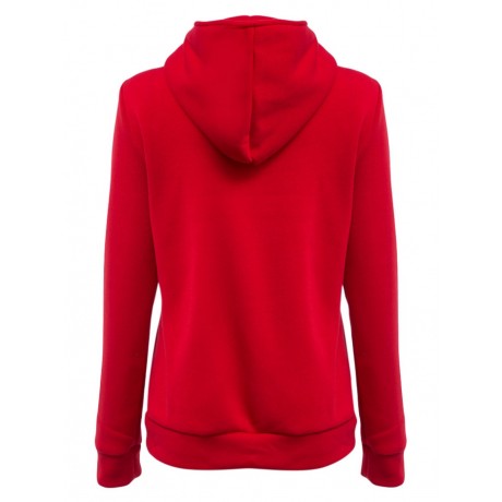 CASUAL TURN-DOWN COLLAR ZIPPER BUTTON DESIGN HOODIE FOR WOMEN