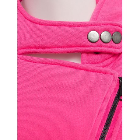 CASUAL TURN-DOWN COLLAR ZIPPER BUTTON DESIGN HOODIE FOR WOMEN
