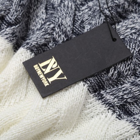 STYLISH COLOR BLOCK ROUND NECK MALE PULLOVER KNITTING SWEATER