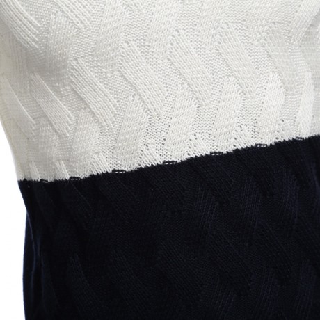 STYLISH COLOR BLOCK ROUND NECK MALE PULLOVER KNITTING SWEATER