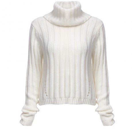 STYLISH TURTLENECK LONG SLEEVE KNITTED PURE COLOR SWEATER FOR LADIES