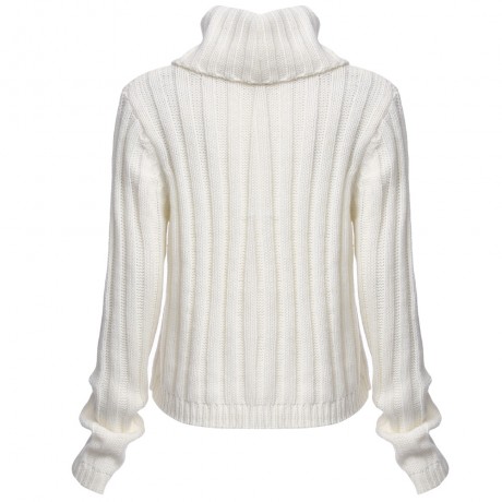 STYLISH TURTLENECK LONG SLEEVE KNITTED PURE COLOR SWEATER FOR LADIES