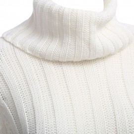 STYLISH TURTLENECK LONG SLEEVE KNITTED PURE COLOR SWEATER FOR LADIES