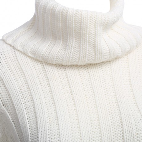 STYLISH TURTLENECK LONG SLEEVE KNITTED PURE COLOR SWEATER FOR LADIES
