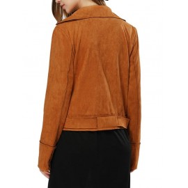 TRENDY LONG SLEEVE ZIPPER TYPE PURE COLOR WOMEN JACKET