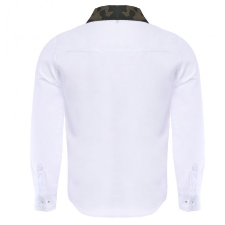 SIMPLE DESIGN CAMOUFLAGE DECORATION LONG SLEEVE BUSINESS SHIRT FOR MALE