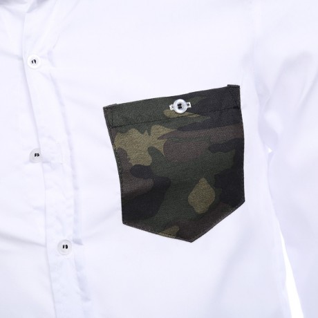 SIMPLE DESIGN CAMOUFLAGE DECORATION LONG SLEEVE BUSINESS SHIRT FOR MALE