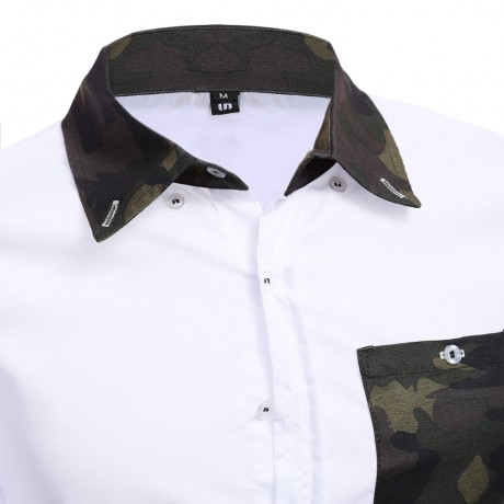 SIMPLE DESIGN CAMOUFLAGE DECORATION LONG SLEEVE BUSINESS SHIRT FOR MALE