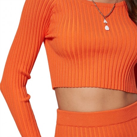 SIMPLE STYLE ROUND COLLAR PURE COLOR RIBBED KNITTED BODYCON TWO PIECE DRESS FOR WOMEN