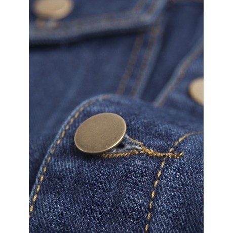 POCKETS EMBELLISHED TURN-DOWN COLLAR DENIM JECKET