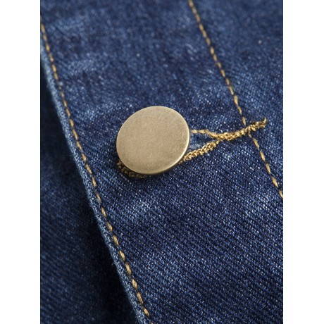 POCKETS EMBELLISHED TURN-DOWN COLLAR DENIM JECKET