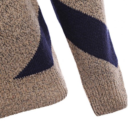 STYLISH COLOR BLOCK ROUND NECK MALE KNITTED PULLOVER SWEATER