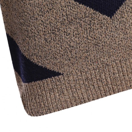 STYLISH COLOR BLOCK ROUND NECK MALE KNITTED PULLOVER SWEATER