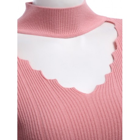 STYLISH LONG SLEEVE PURE COLOR WOMEN WOOLEN SWEATER