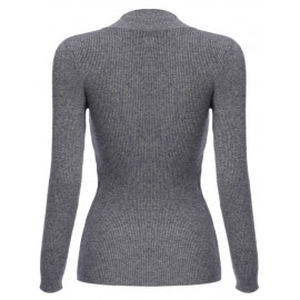 STYLISH LONG SLEEVE PURE COLOR WOMEN WOOLEN SWEATER
