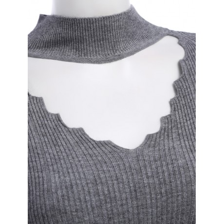 STYLISH LONG SLEEVE PURE COLOR WOMEN WOOLEN SWEATER