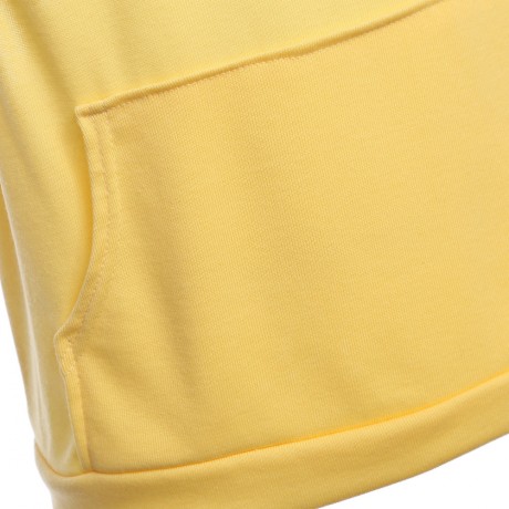 SIMPLE DESIGN HOODED SLEEVELESS FRONT POCKET SOLID COLOR T-SHIRT FOR MEN
