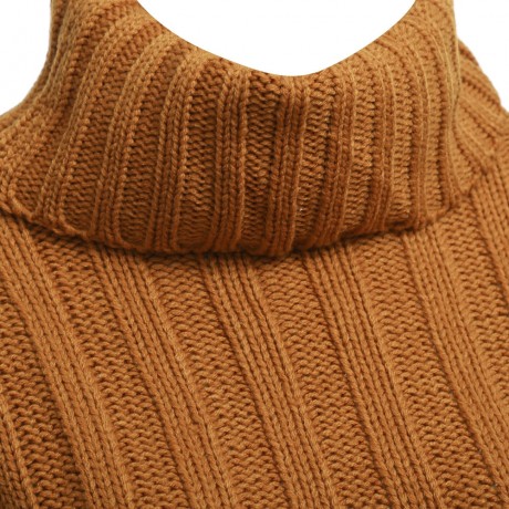 STYLISH TURTLENECK LONG SLEEVE KNITTED PURE COLOR SWEATER FOR LADIES